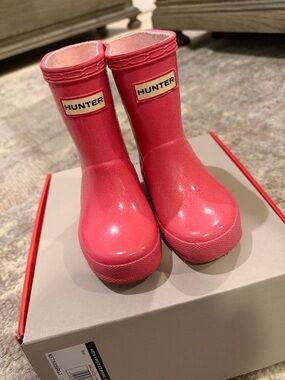 Hunter Pink Glitter Kids Rain Boots